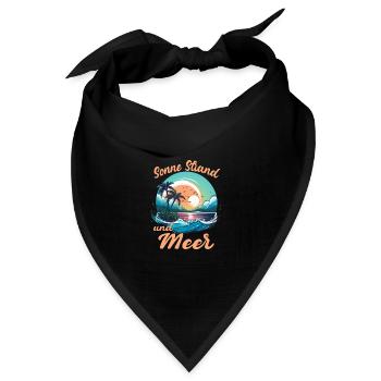 Sonne Strand Meer Sonnenuntergang für Strand - Bandana Dreieckstuch - Schwarz - Vorne