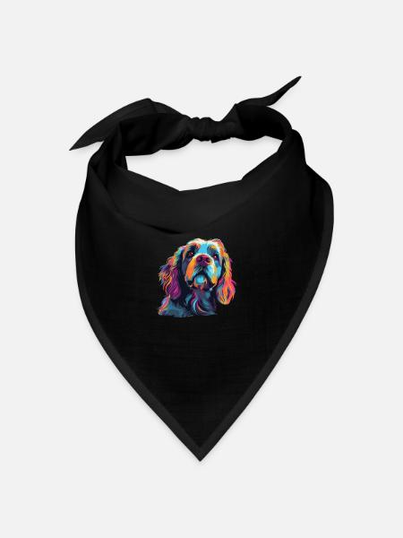 Wasserfarben Farbenfroher Löwchen - Bandana Dreieckstuch - Schwarz