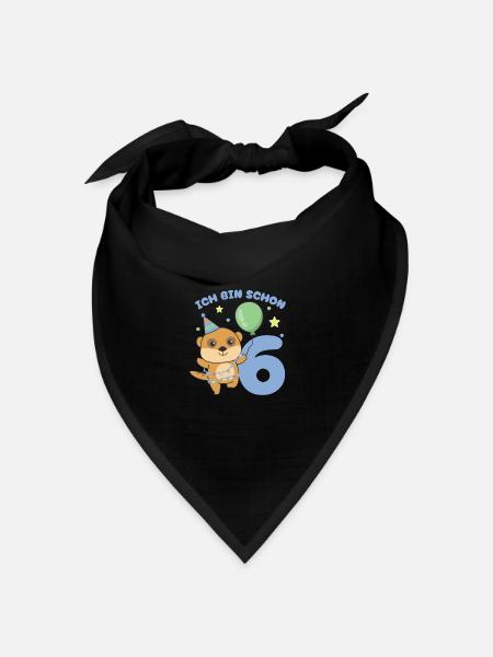 Ich bin schon 6 Erdmännchen Geburtstags Kinder - Bandana Dreieckstuch - Schwarz
