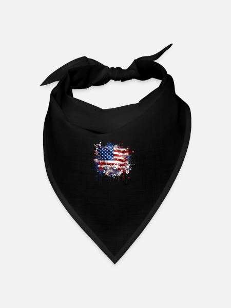 American USA Flagge Splash für Patrioten - Bandana Dreieckstuch - Schwarz