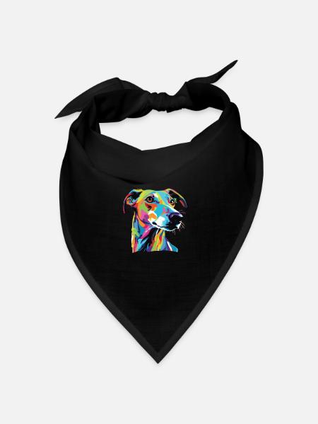 Wasserfarben Farbenfroher Greyhound - Bandana Dreieckstuch - Schwarz