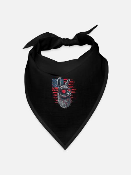 Coole Amerika Llama Sonnenbrille Patriotisch - Bandana Dreieckstuch - Schwarz