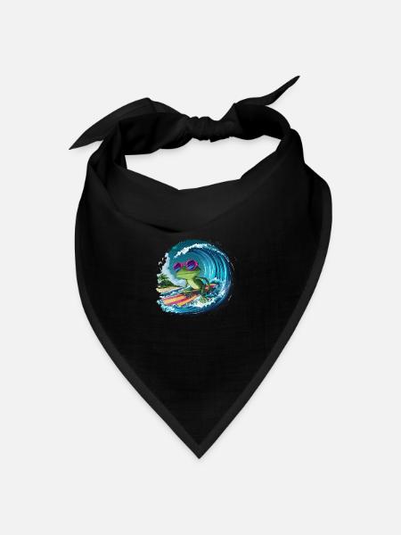 Cooler surfender Frosch mit Sonnenbrille Wellen - Bandana Dreieckstuch - Schwarz