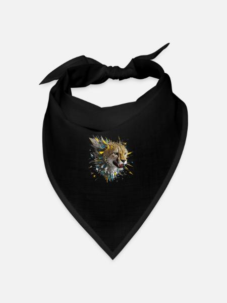 Leopard Raubkatze - Bandana Dreieckstuch - Schwarz