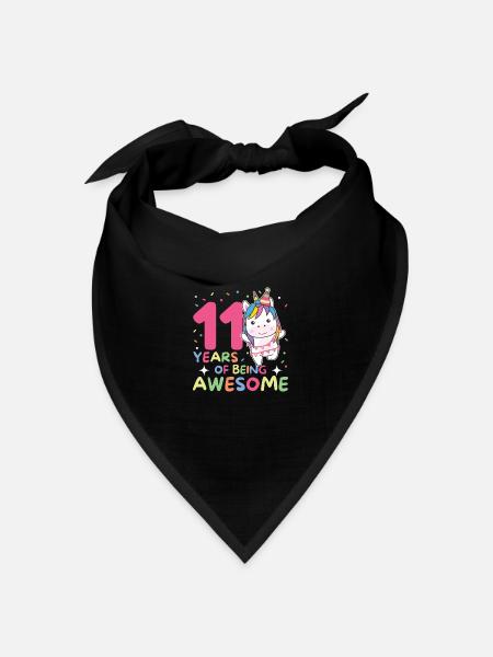 Einhorn zum 11. Geburtstag Kinder elf Jahre alt - Bandana Dreieckstuch - Schwarz