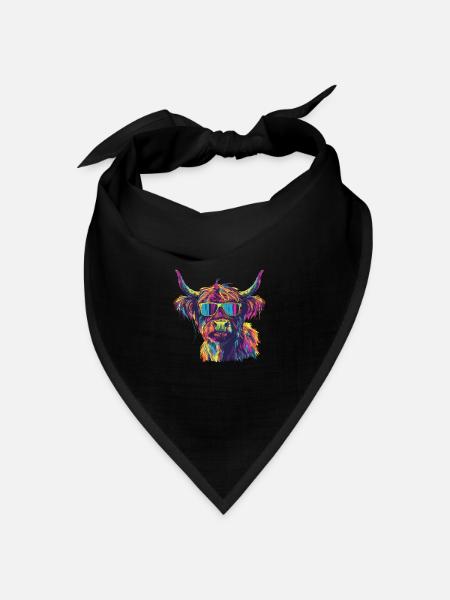 Schottisches Hochlandrind Highland Cattle - Bandana Dreieckstuch - Schwarz