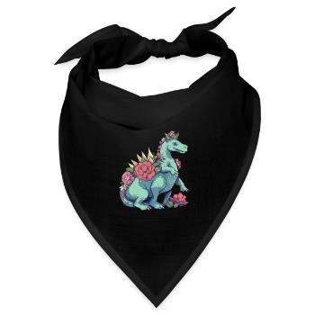 Dino Drache Sechsbeinig - Fantasievolles Fabelwese - Bandana Dreieckstuch - Schwarz - Vorne