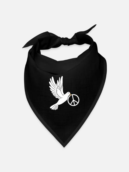 Friedenstaube mit Peacezeichen - Bandana Dreieckstuch - Schwarz