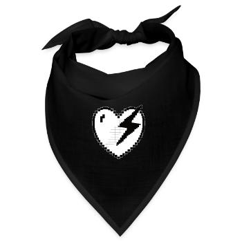 Herz Blitz Pixel Gamer Geschenk - Bandana Dreieckstuch - Schwarz - Vorne