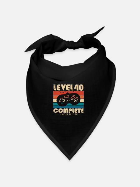 40. Geburtstag Geschenk Level 40 Complete - Bandana Dreieckstuch - Schwarz
