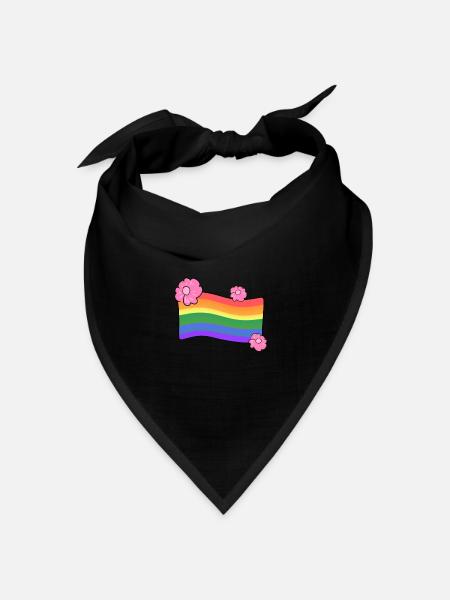 lgbt flagge blumen liebe regenbogen - Bandana Dreieckstuch - Schwarz