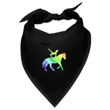 Voltigiererin Pferd bunt - Geschenk Voltigieren - Bandana Dreieckstuch - Schwarz - Vorne