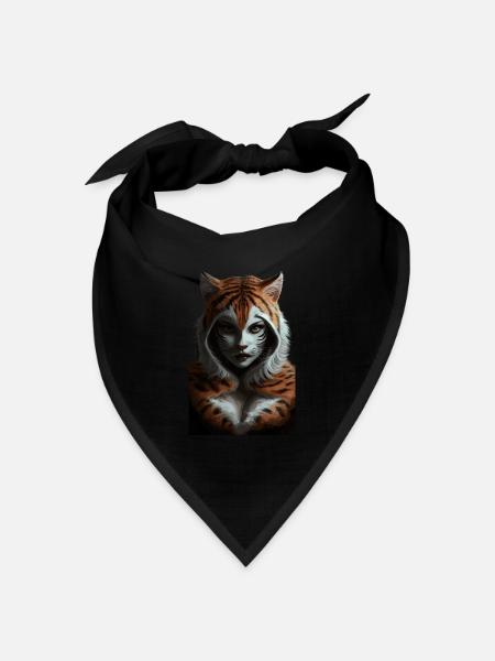 Wilder Dschungel Tiger Geist Fantasy Kunstwerk - Bandana Dreieckstuch - Schwarz