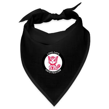 LOVE CATS HATE FASCISM - Bandana Dreieckstuch - Schwarz - Vorne