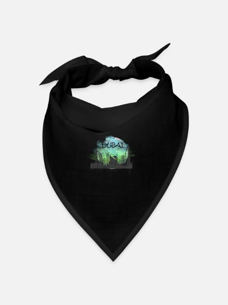 Dubai Tourismus Wasserfarbe Skyline Geschenk - Bandana Dreieckstuch - Schwarz