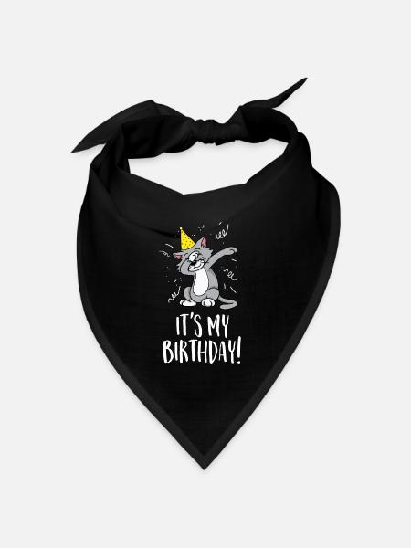 Es ist mein Geburtstag - Geburtstag und Party-Katze - Bandana Dreieckstuch - Schwarz