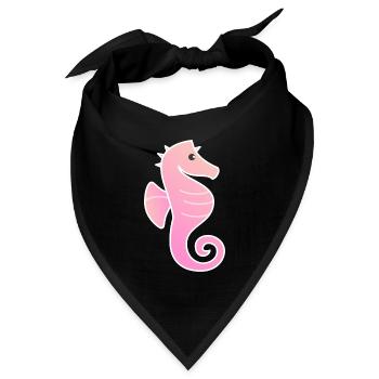 Sonnenaufgang rosa und Pfirsich umrissen Ombre Seepferdchen - Bandana Dreieckstuch - Schwarz - Vorne