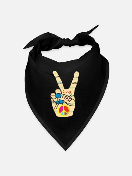 Peace Hand Love - Bandana Dreieckstuch - Schwarz
