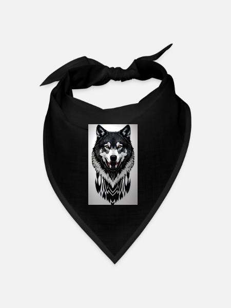 Wolf - Bandana Dreieckstuch - Schwarz