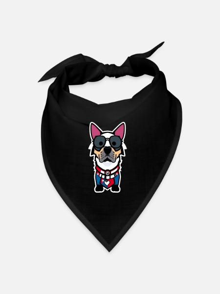 Lustiger Hund - Bandana Dreieckstuch - Schwarz