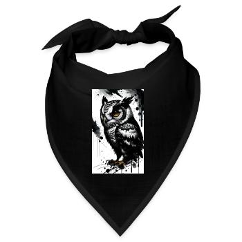Mystische Eule der Nacht - Einzigartiges Tierdesig - Bandana Dreieckstuch - Schwarz - Vorne