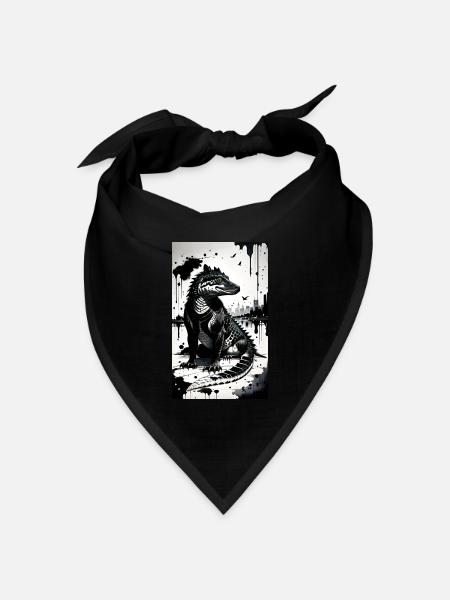 Krokodil Kunst - Bandana Dreieckstuch - Schwarz