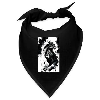 Majestätischer Drachen - Bandana Dreieckstuch - Schwarz - Vorne