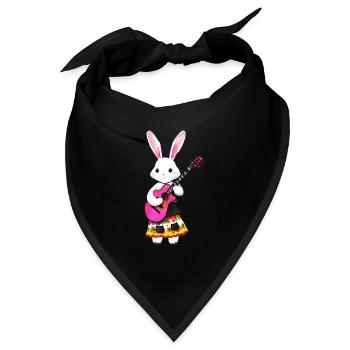 Niedlicher romantischer Hase mit Gitarre - Bandana Dreieckstuch - Schwarz - Vorne