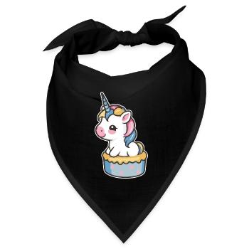 Einhorn Torte - Bandana Dreieckstuch - Schwarz - Vorne