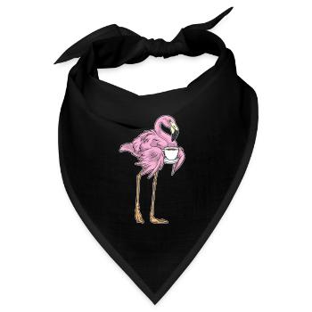 Flamingo Kaffee Tasse - Bandana Dreieckstuch - Schwarz - Vorne