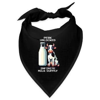 Perk: Unendliche Milch | Kuh & Mama Humor - Bandana Dreieckstuch - Schwarz - Vorne