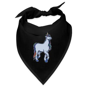 Pastell-Regenbogeneinhorn - Bandana Dreieckstuch - Schwarz - Vorne