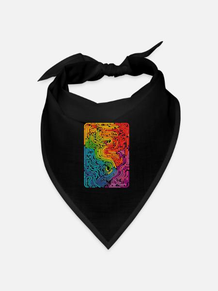 Cooles, surreales Regenbogen Retro Rohre Muster - Bandana Dreieckstuch - Schwarz