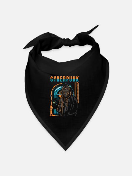 Cyberpunk Retro Manga Scifi - Bandana Dreieckstuch - Schwarz