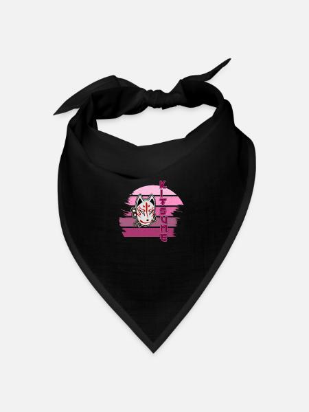 Japanische Tengu Hannya Kitsune Maske - Bandana Dreieckstuch - Schwarz