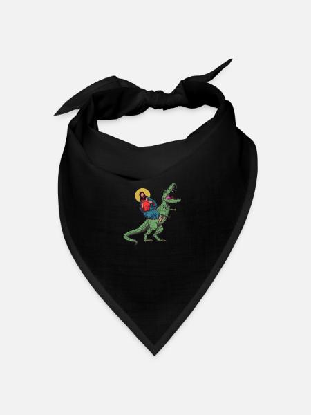 Cooler Jesus reitet Dinosaurier Lustiger - Bandana Dreieckstuch - Schwarz