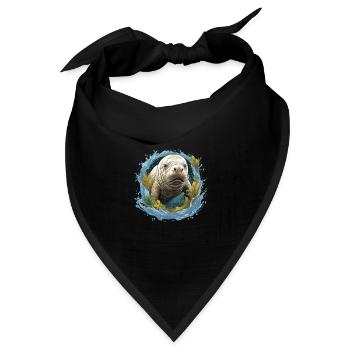 Rettet Die Seekühe Wassertiere Seekühe - Bandana Dreieckstuch - Schwarz - Vorne
