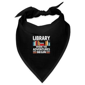 Bibliothek Wo Die Abenteuer Beginnen - Farbiges - Bandana Dreieckstuch - Schwarz - Vorne