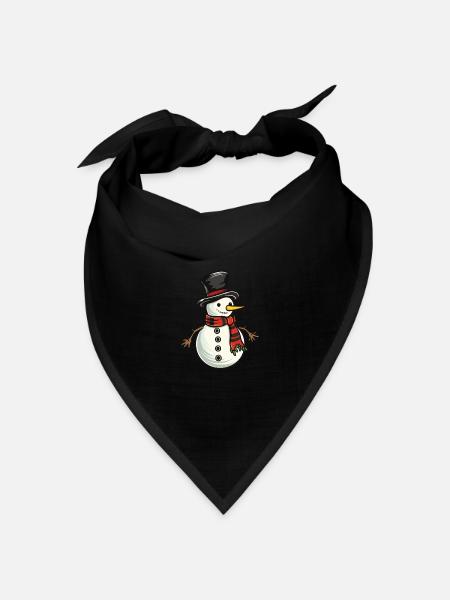 Schneemann Winter Schnee - Bandana Dreieckstuch - Schwarz
