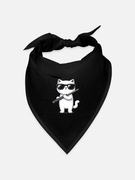 Flötenspieler Flötist Musiker Holzbläser Musical - Bandana Dreieckstuch - Schwarz