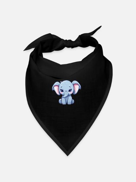 Kawaii Elefant - Bandana Dreieckstuch - Schwarz