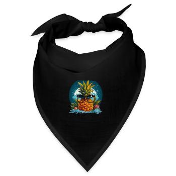 Ananas - Bandana Dreieckstuch - Schwarz - Vorne