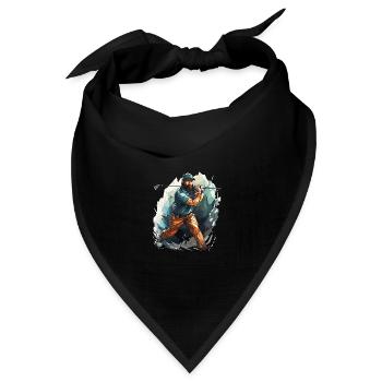 Golf Spieler - Illustration - Bandana Dreieckstuch - Schwarz - Vorne