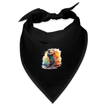 Golf Spieler - Illustration - Bandana Dreieckstuch - Schwarz - Vorne
