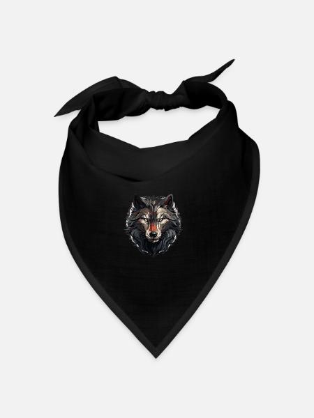Wolf - Illustration - Bandana Dreieckstuch - Schwarz