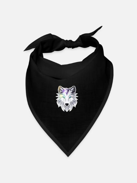Wolf - Illustration - Bandana Dreieckstuch - Schwarz