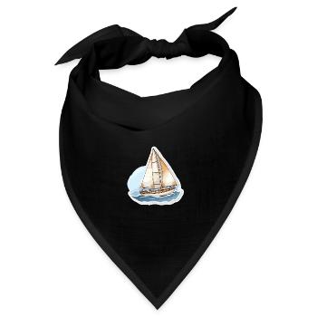 Segelboot - Illustration - Bandana Dreieckstuch - Schwarz - Vorne
