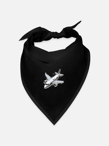 Flugzeug - Illustration - Bandana Dreieckstuch - Schwarz