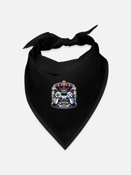 King of Gaming - Controller und Krone Illustration - Bandana Dreieckstuch - Schwarz