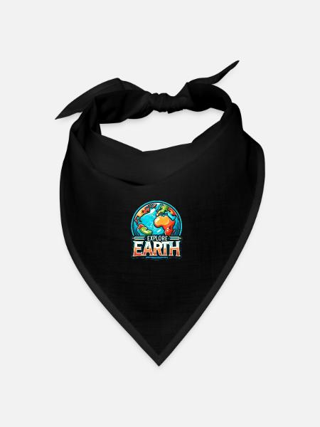 Explore Earth - Erde Illustration - Bandana Dreieckstuch - Schwarz